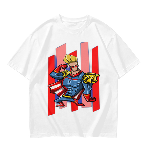 Olive T-Shirt With Cartoon Superhero Character Graphic Print