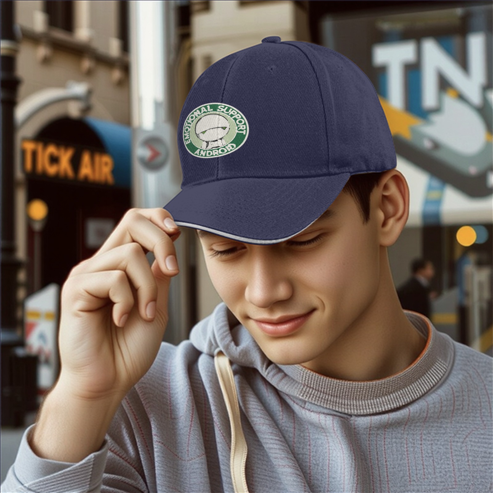 Emotional Support Android Marvin Black Baseball Cap