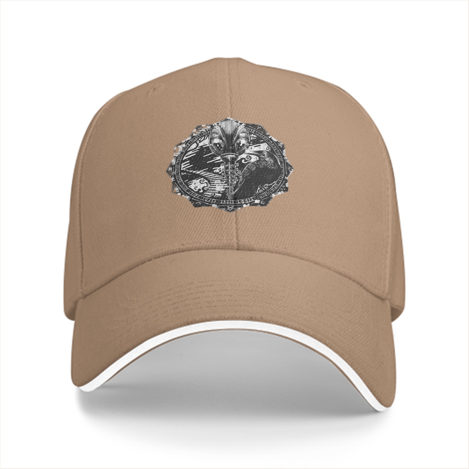 Black Baseball Cap With Alien Emblem Graphic Design