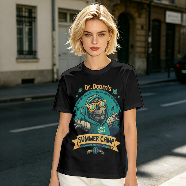 Dr. Doom's Summer Camp Themed Graphic T-Shirt