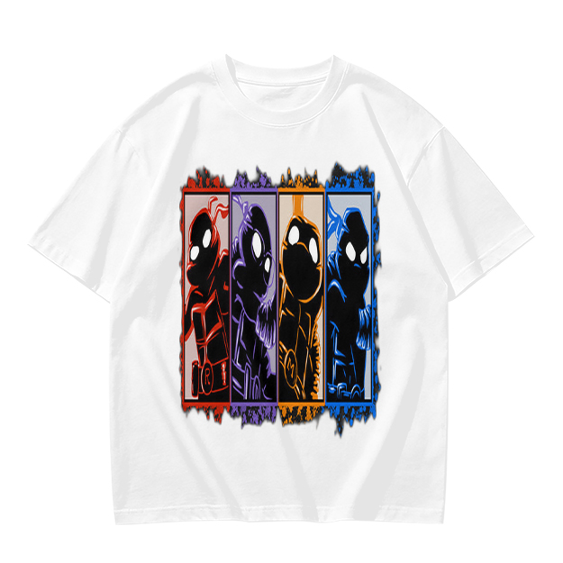 Olive T-Shirt With Four Superhero Silhouette Panels