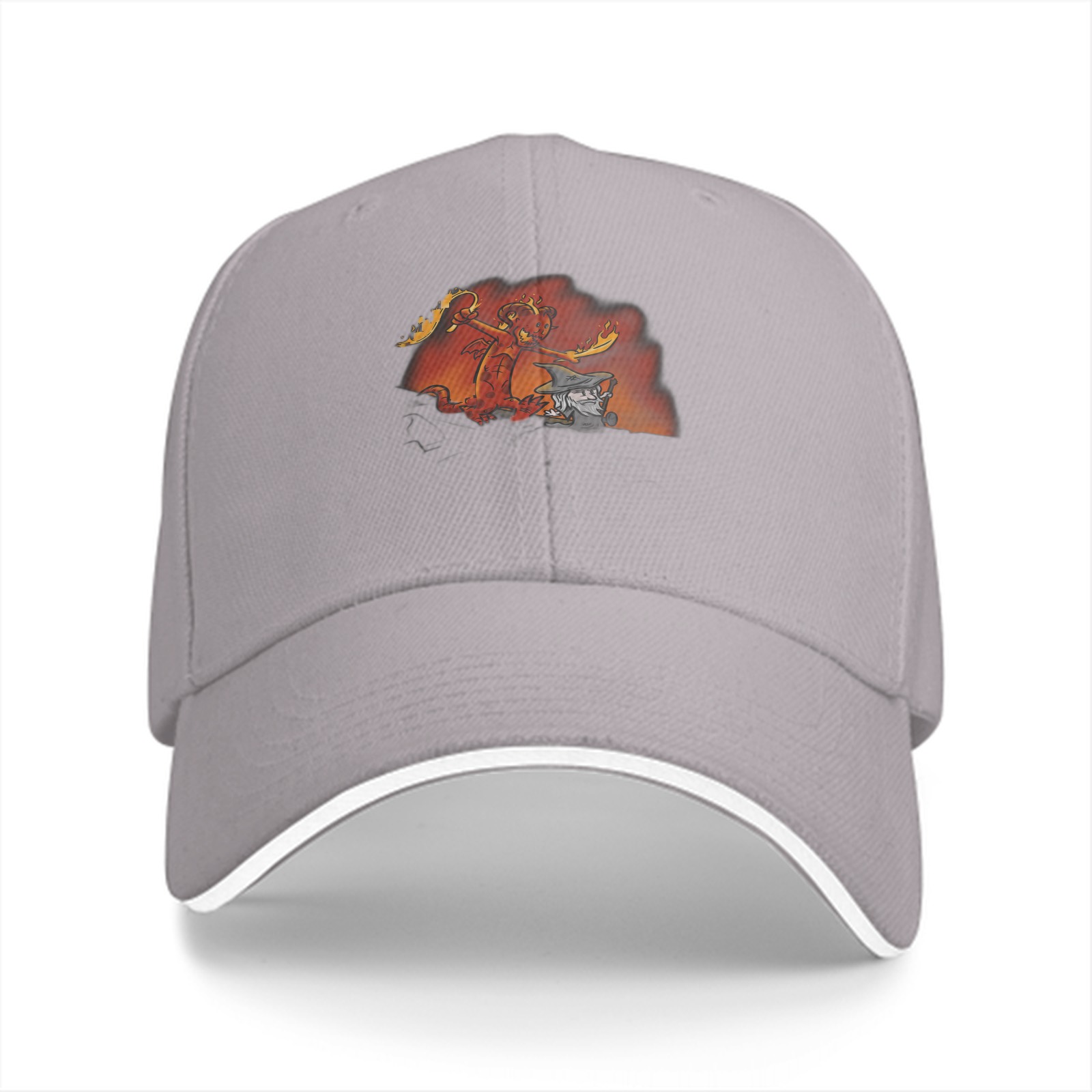 Black Baseball Cap With Fire Elemental And Wizard Graphic