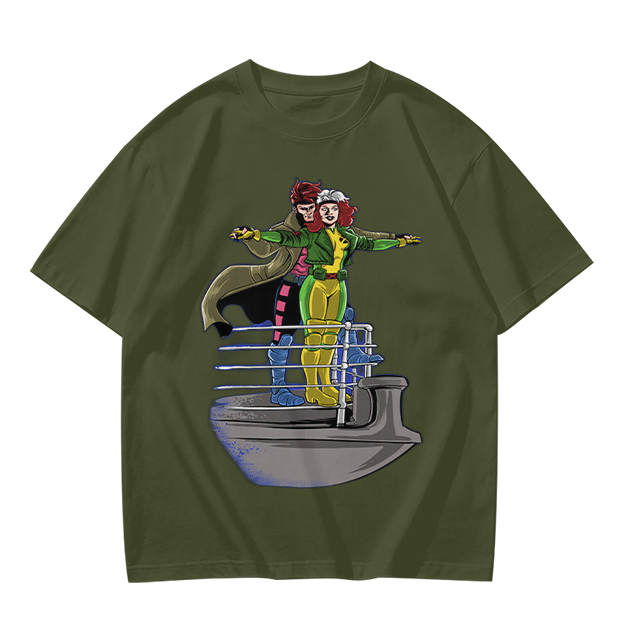 X-Men Rogue and Gambit Titanic pose graphic t-shirt