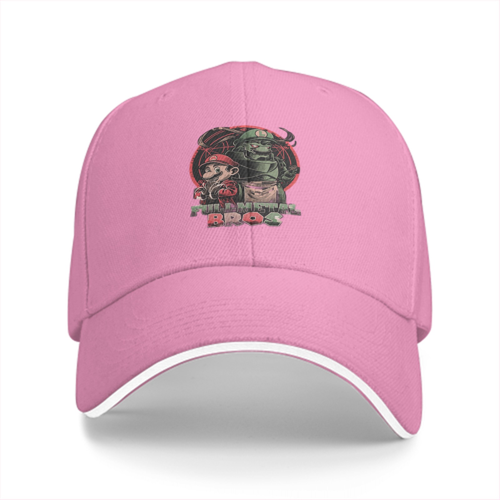 Black baseball cap with Full Metal Bros graphic print