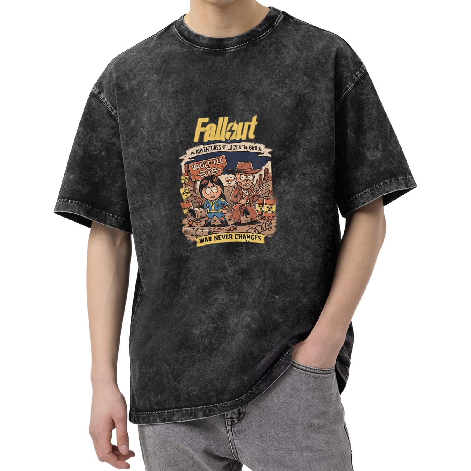 Fallout Lucy and Ghoul War Never Changes Vintage Washed T-Shirt