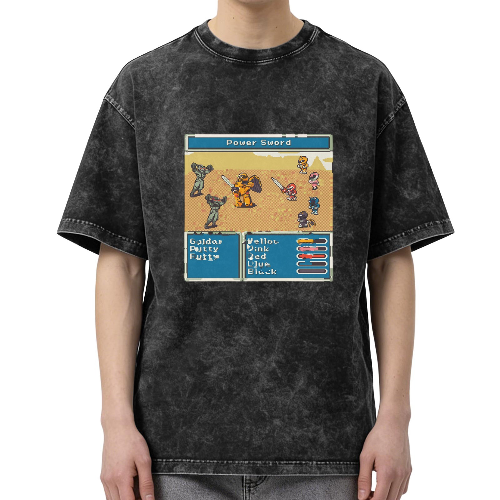 Vintage Power Rangers 8-bit Video Game Graphic T-Shirt