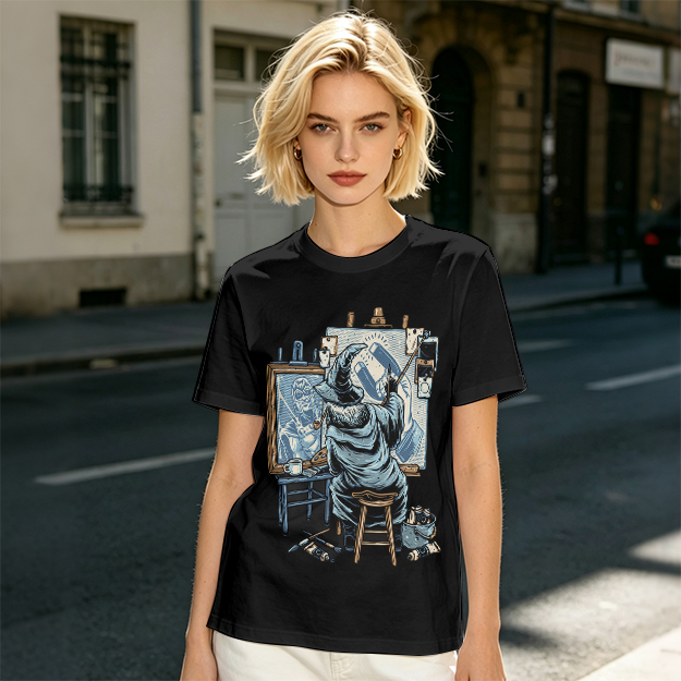 Olive T-Shirt Featuring Wizard Painting Superhero Artwork