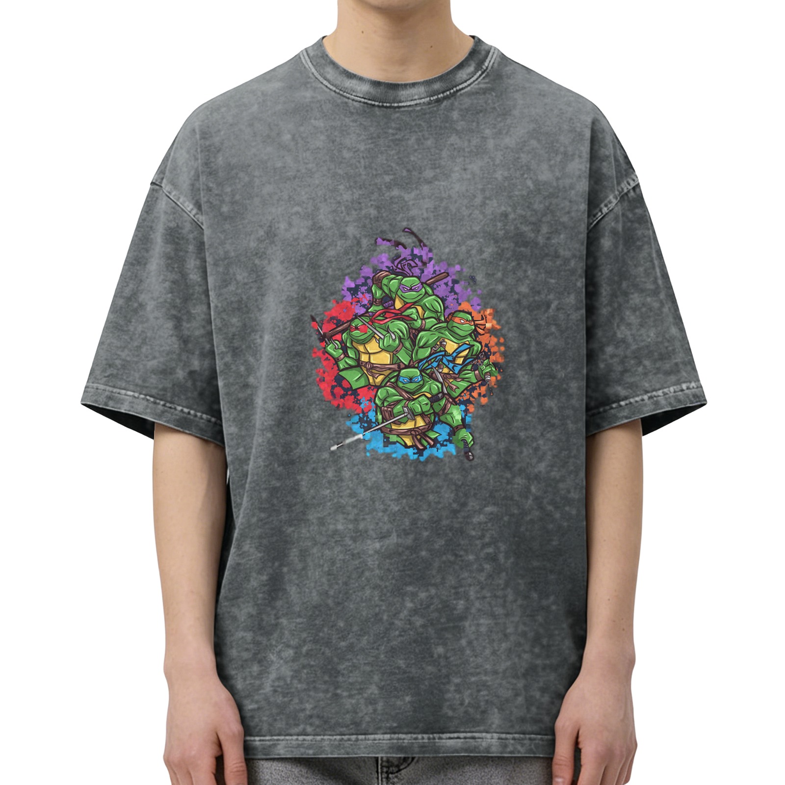 Washed Black Teenage Mutant Ninja Turtles Graphic T-Shirt