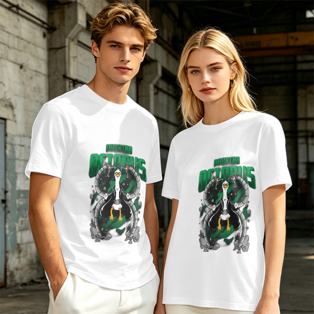 Olive T-Shirt With Ducktor Octopus Superhero Parody Print