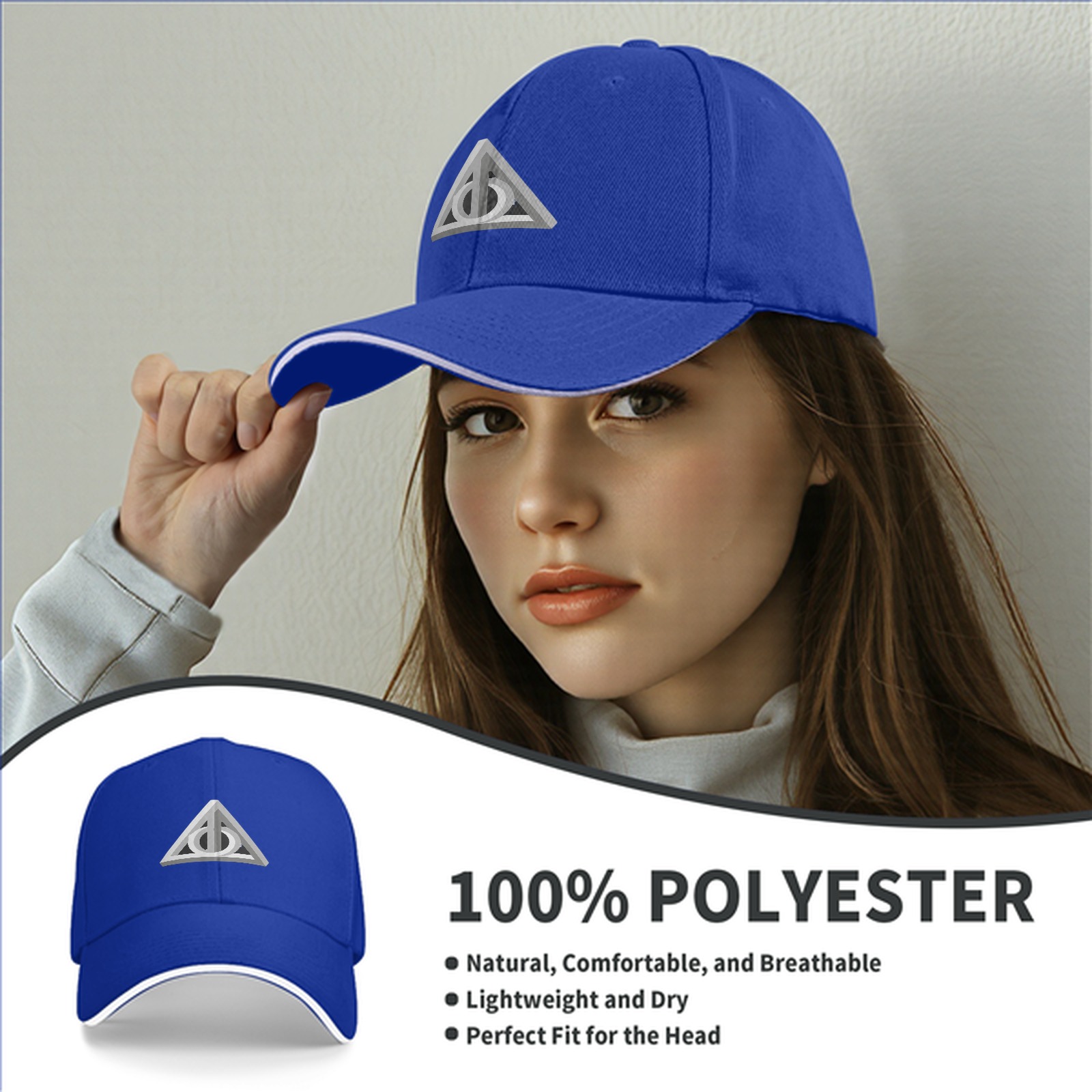 Black Baseball Cap with Deathly Hallows Symbol
