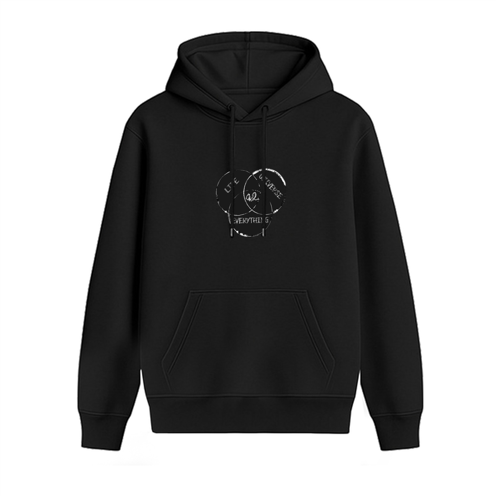 Black Hoodie With Overlapping Circles Graphic Print Design