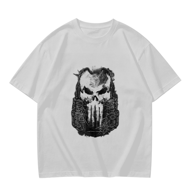 Olive Green T-Shirt With Tactical Skull Graphic Print