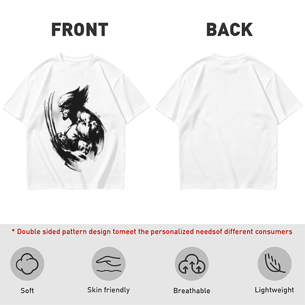 Olive T-shirt with Ink Style Wolverine Graphic Print