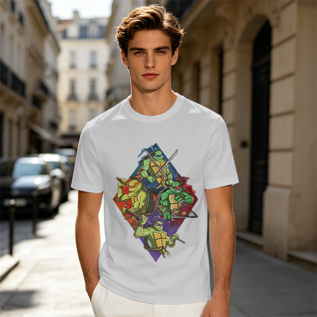 Olive T-Shirt Featuring Teenage Mutant Ninja Turtles Graphic