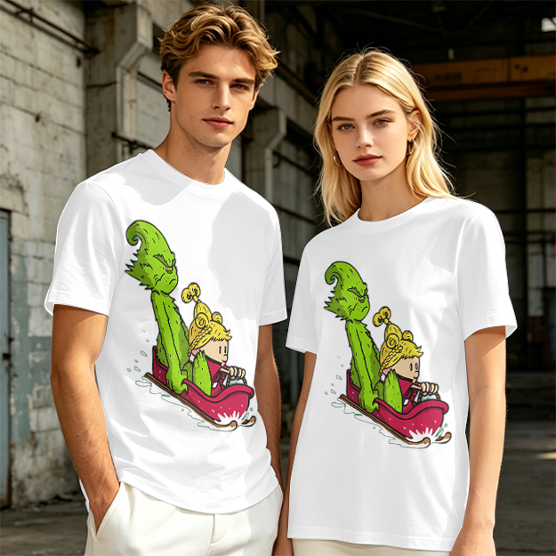 Grinch and Cindy Lou Who Sledding Graphic T-Shirt