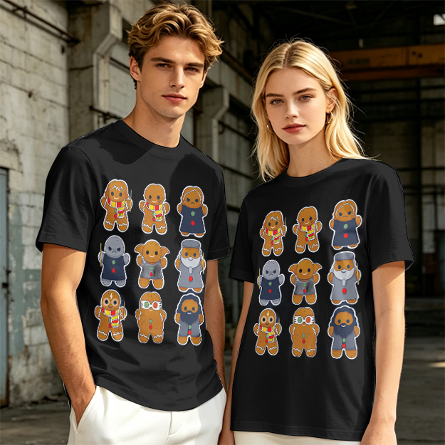 Olive T-Shirt With Harry Potter Themed Gingerbread Characters Print