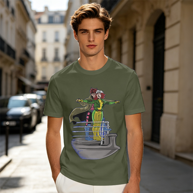 X-Men Rogue and Gambit Titanic pose graphic t-shirt