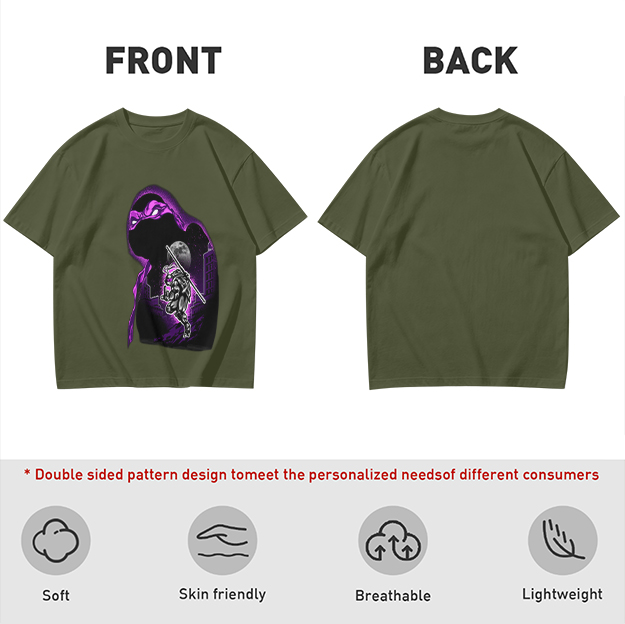 Olive T-Shirt With Purple Ninja Turtle Night Graphic Print