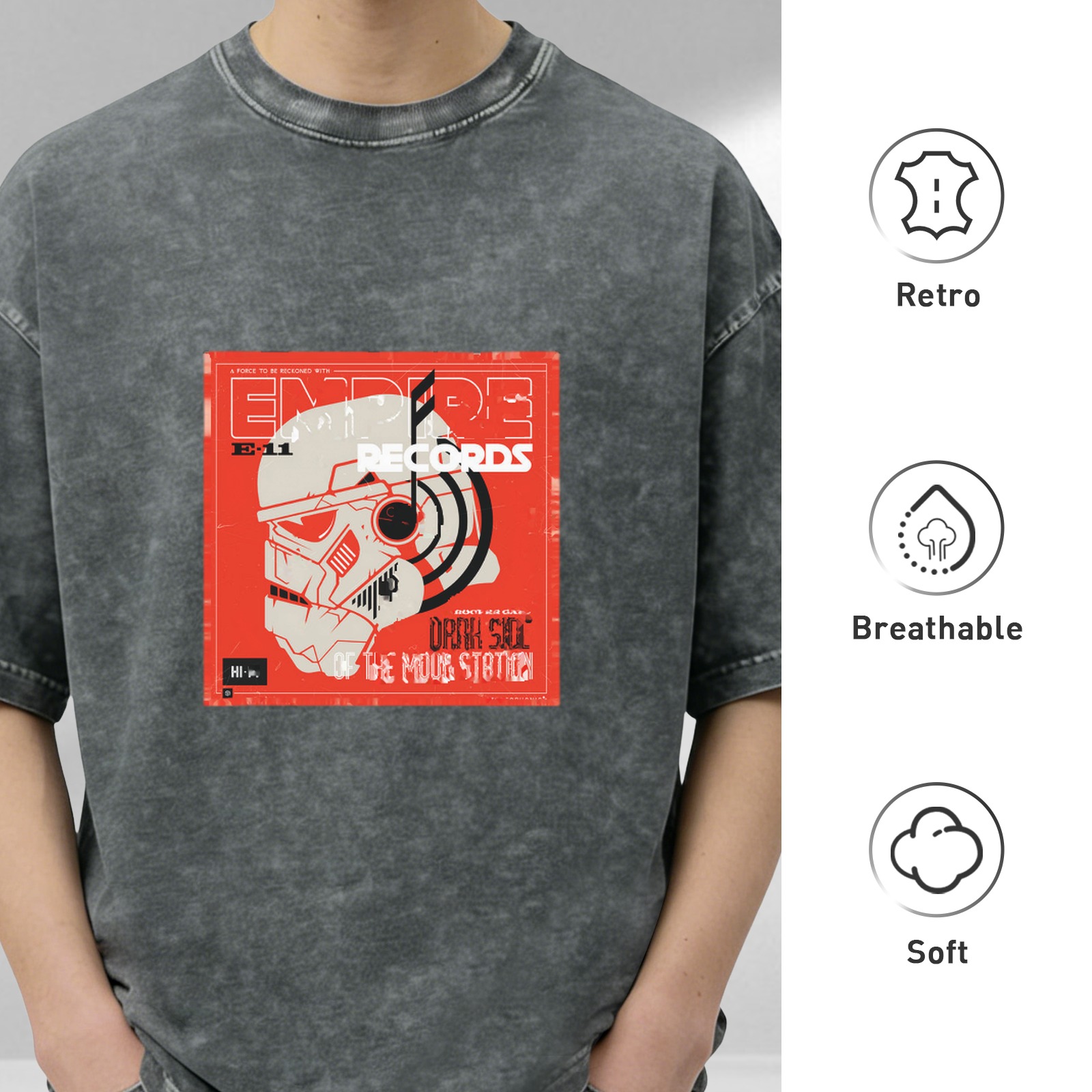 Star Wars Imperial Records Vintage Wash Graphic T-Shirt - Dark Side Music Station Design