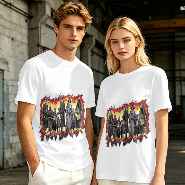 Olive Green T-Shirt With Fantasy Fellowship Group Graphic Print