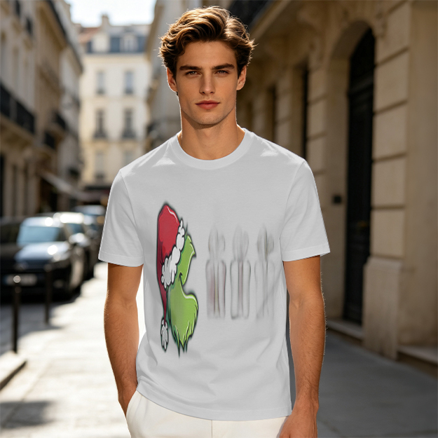 Olive Green Grinch Christmas Graphic Short Sleeve T-Shirt