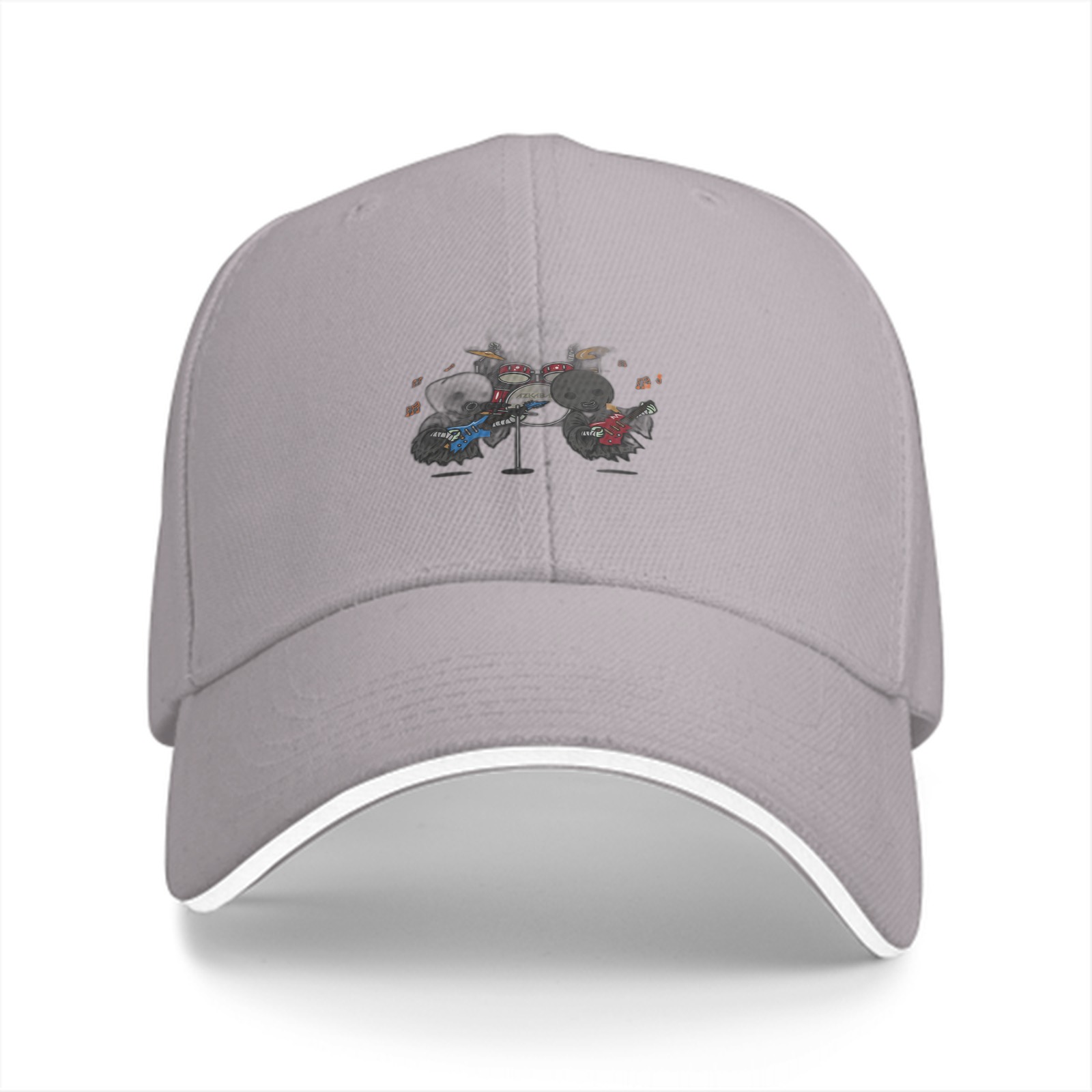 Black Baseball Cap With Cute Animal Rock Band Graphic