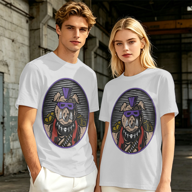 Olive T-Shirt With Punk Bulldog Graphic Print
