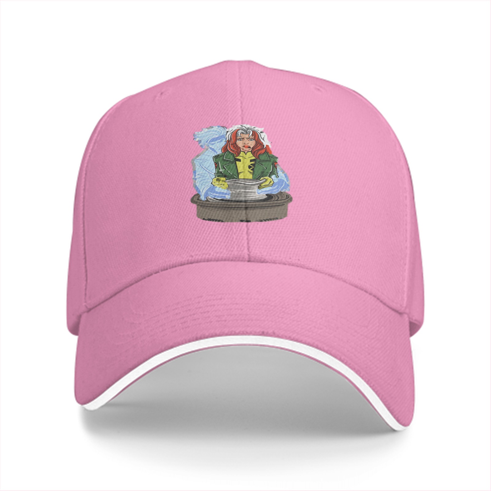 Black baseball cap with X-Men Rogue character graphic print