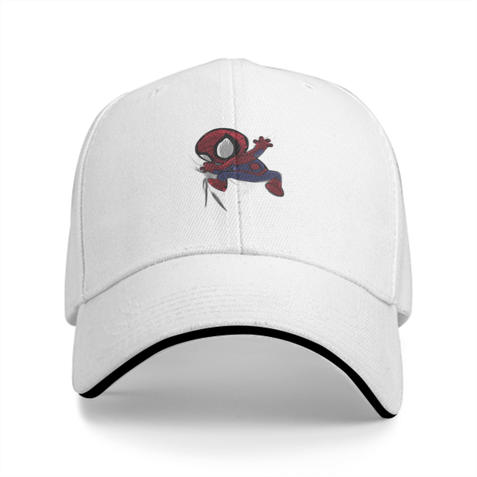 Black Baseball Cap with Chibi Spider-Man Graphic