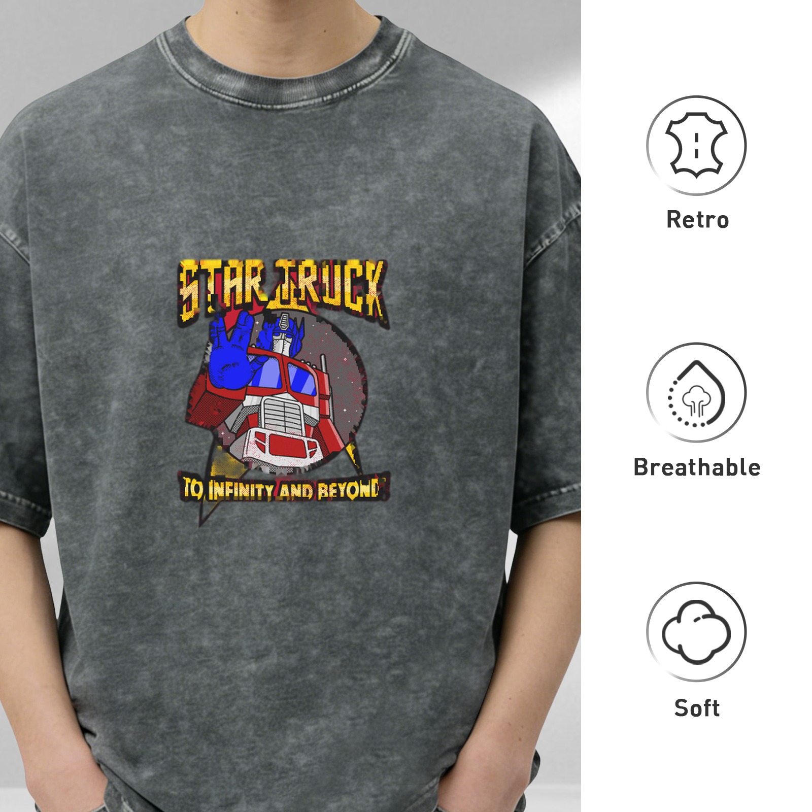 Star Truck To Infinity And Beyond Graphic Acid Wash T-Shirt