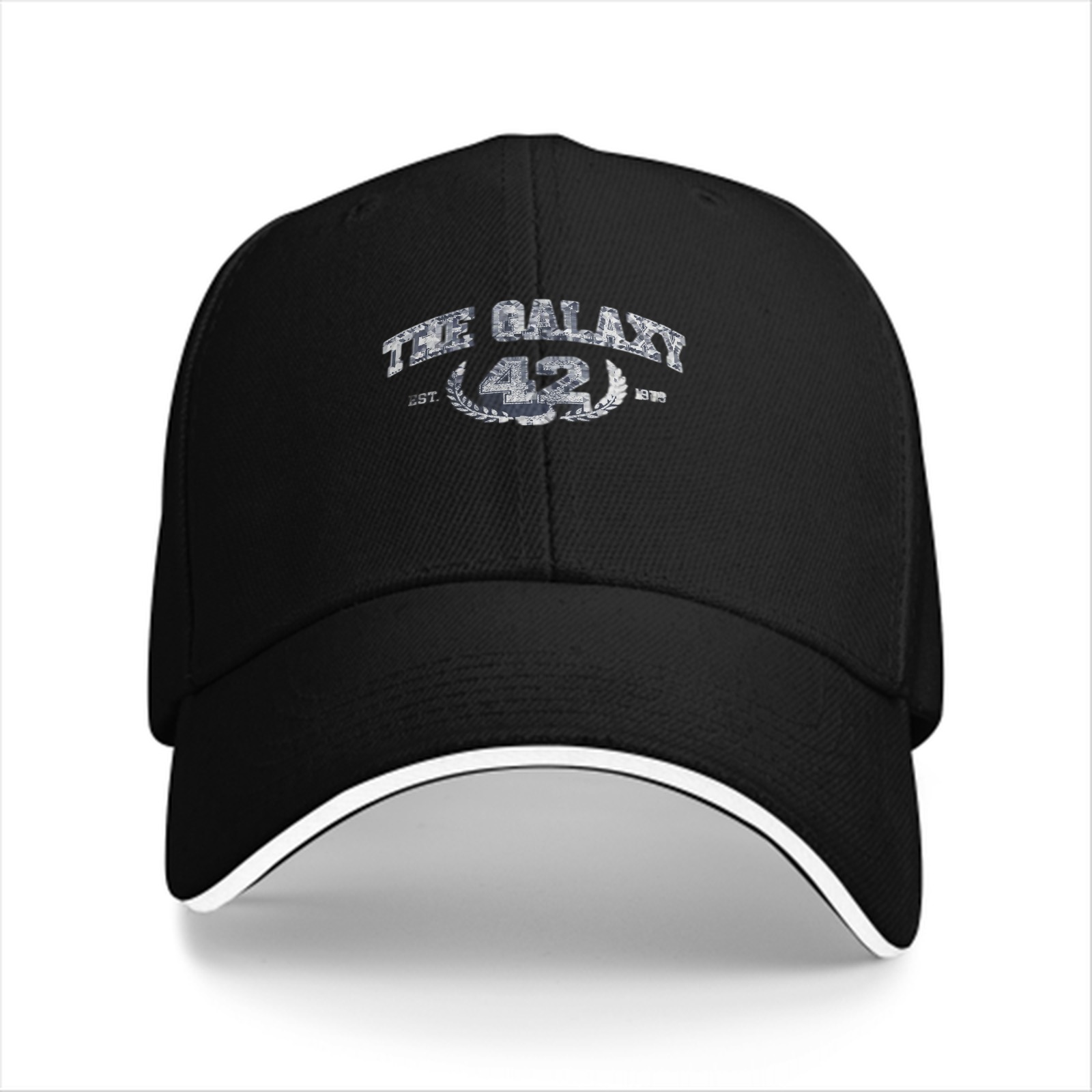 Black baseball cap with The Galaxy 42 laurel graphic