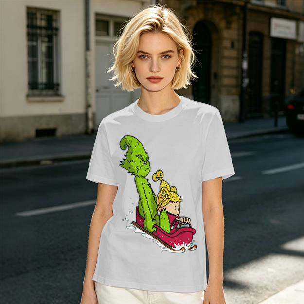 Grinch and Cindy Lou Who Sledding Graphic T-Shirt