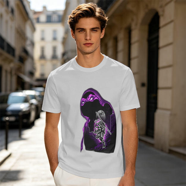 Olive T-Shirt With Purple Ninja Turtle Night Graphic Print