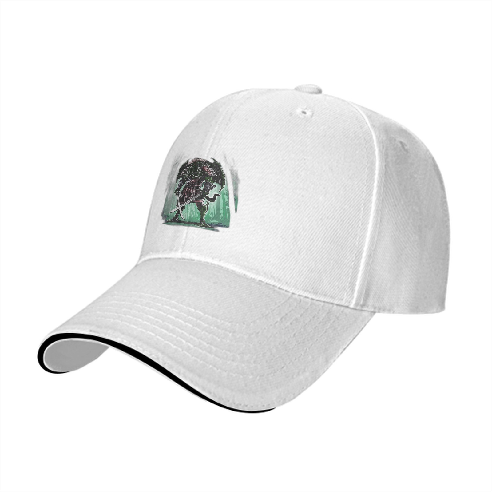Black Baseball Cap With Samurai Cthulhu Warrior Graphic