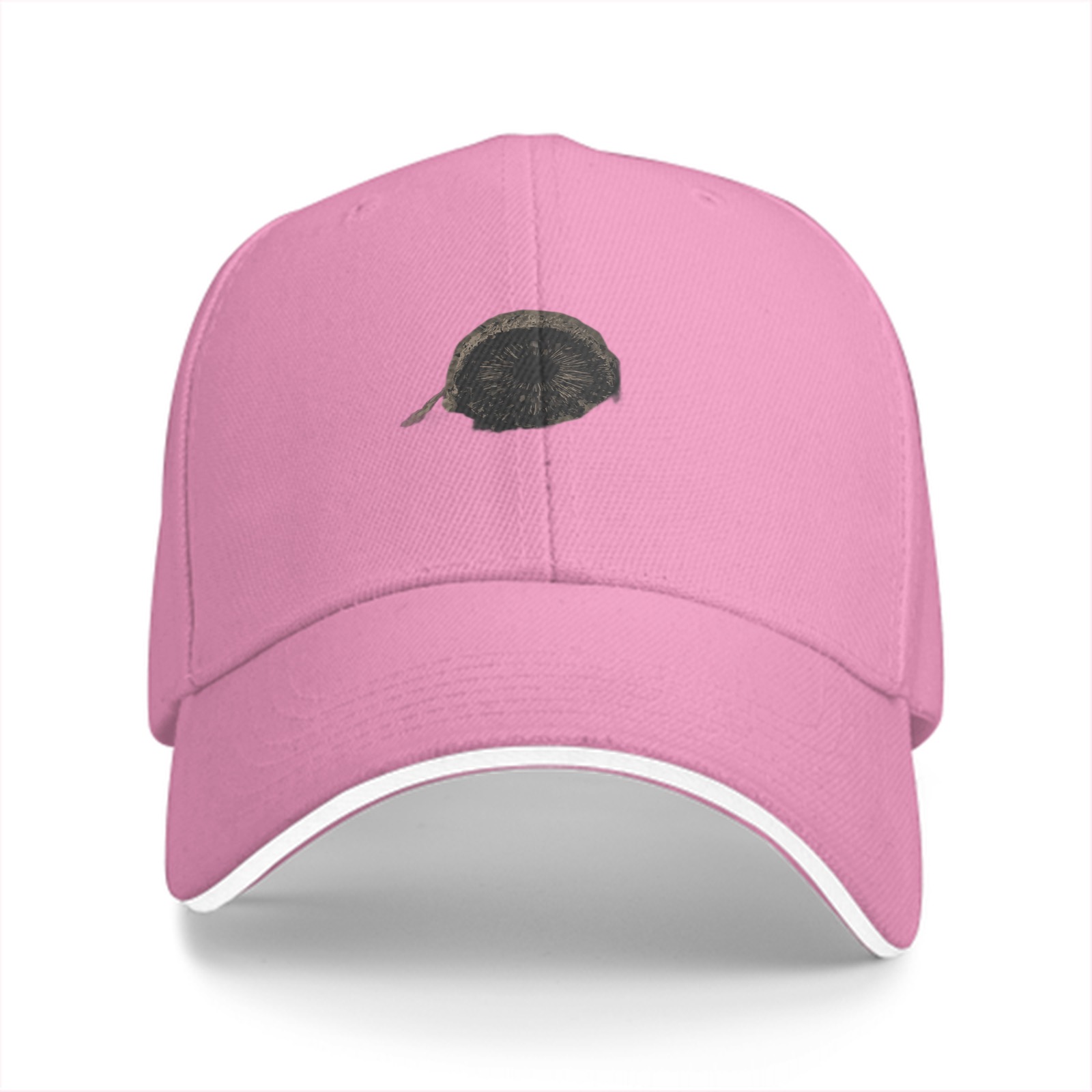 Black Baseball Cap With Subtle Circular Sketch Design