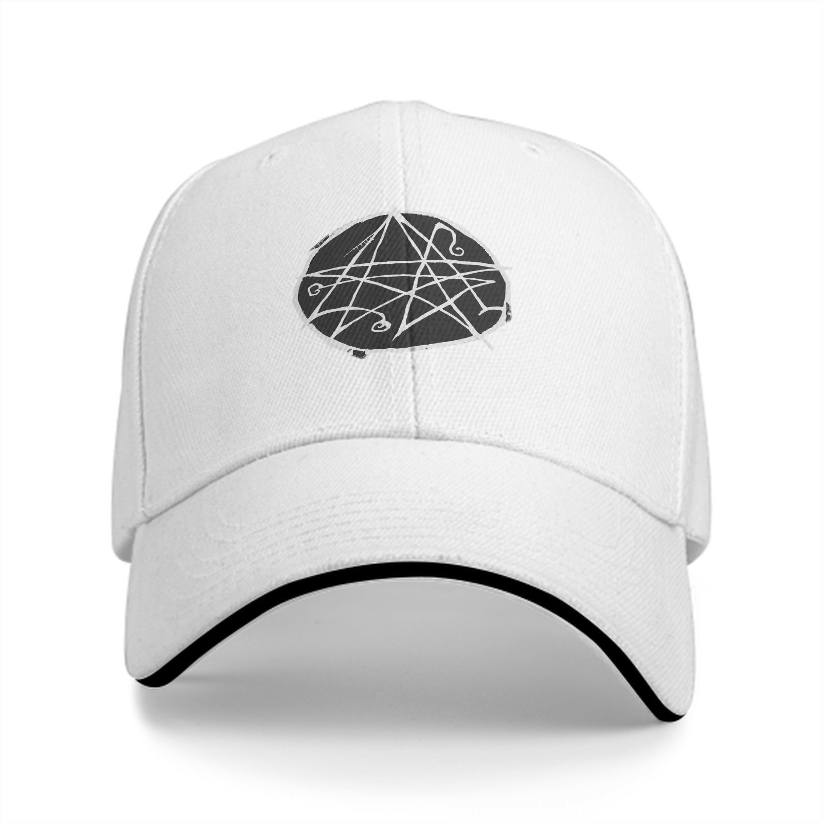 Black Baseball Cap With Occult Sigil Graphic Design