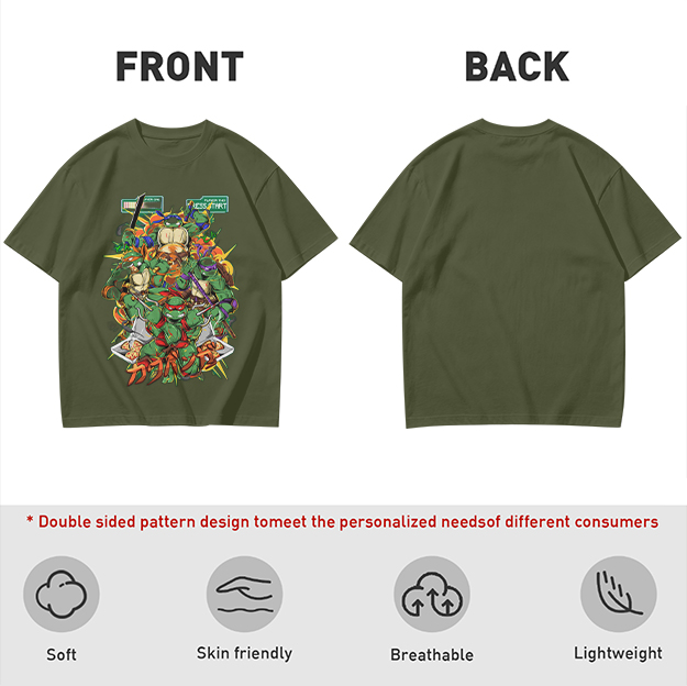 Olive T-Shirt With Teenage Mutant Ninja Turtles Graphic Print
