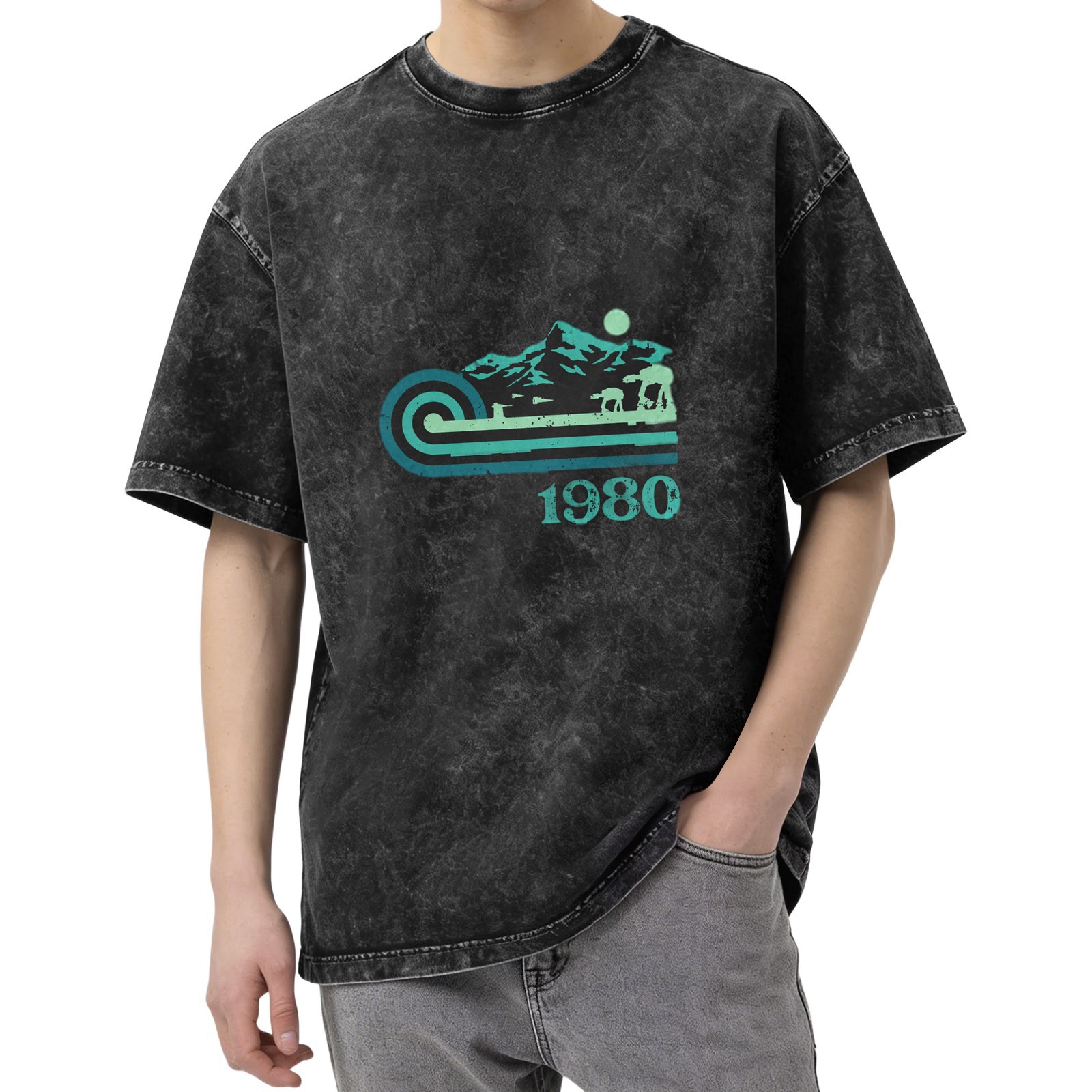 1980 Star Wars Hoth Scene Stonewashed Oversized T-Shirt