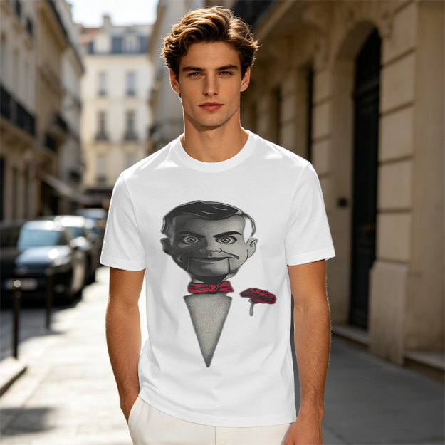Olive T-Shirt With Ventriloquist Dummy Print