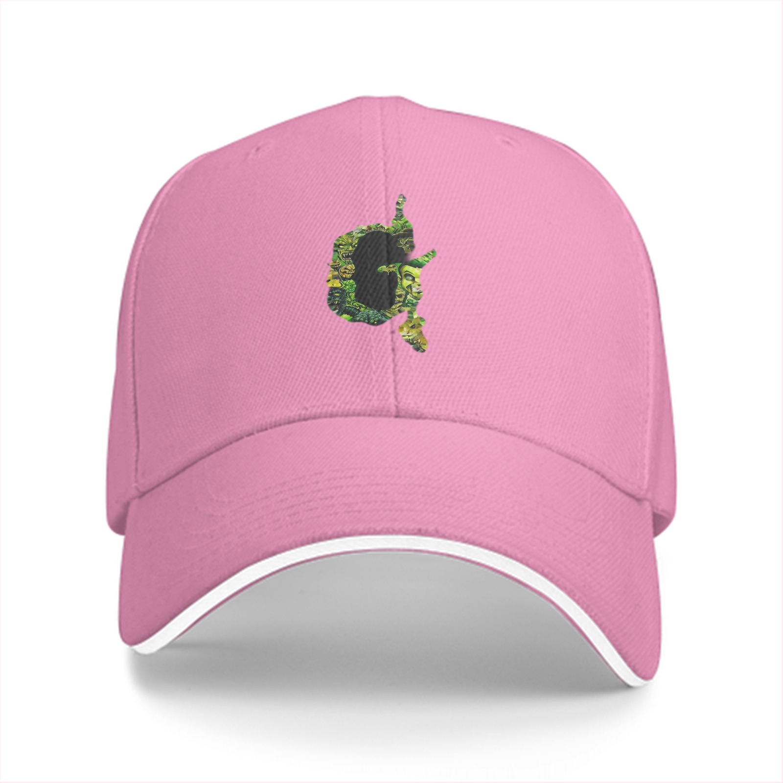 Black Baseball Cap With Green Artistic G Embroidered Design