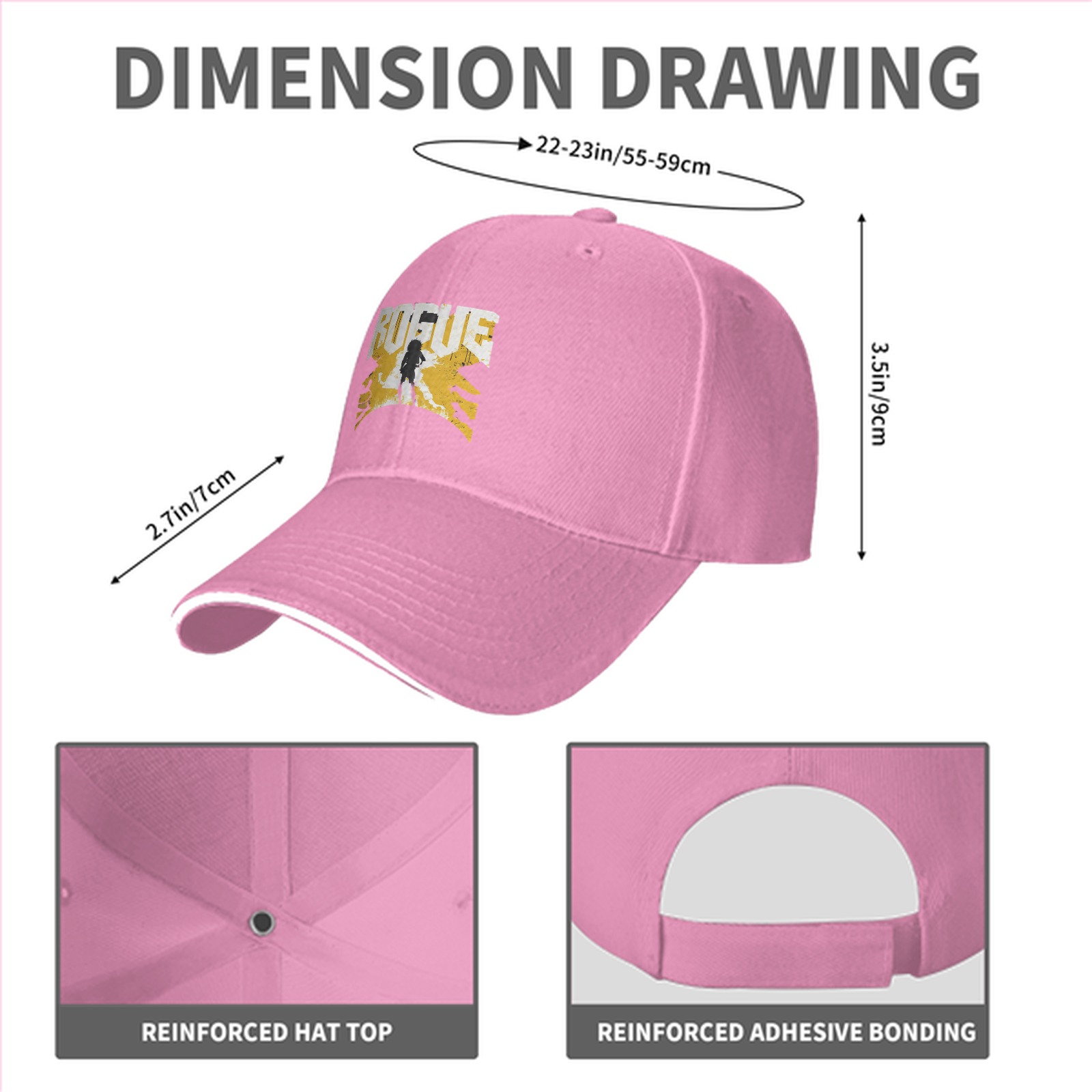 Black baseball cap with ROGUE text and silhouette graphic