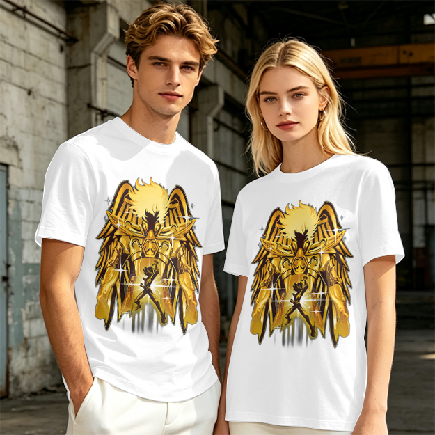 Olive T-Shirt With Gold Pegasus Armor Anime Graphic