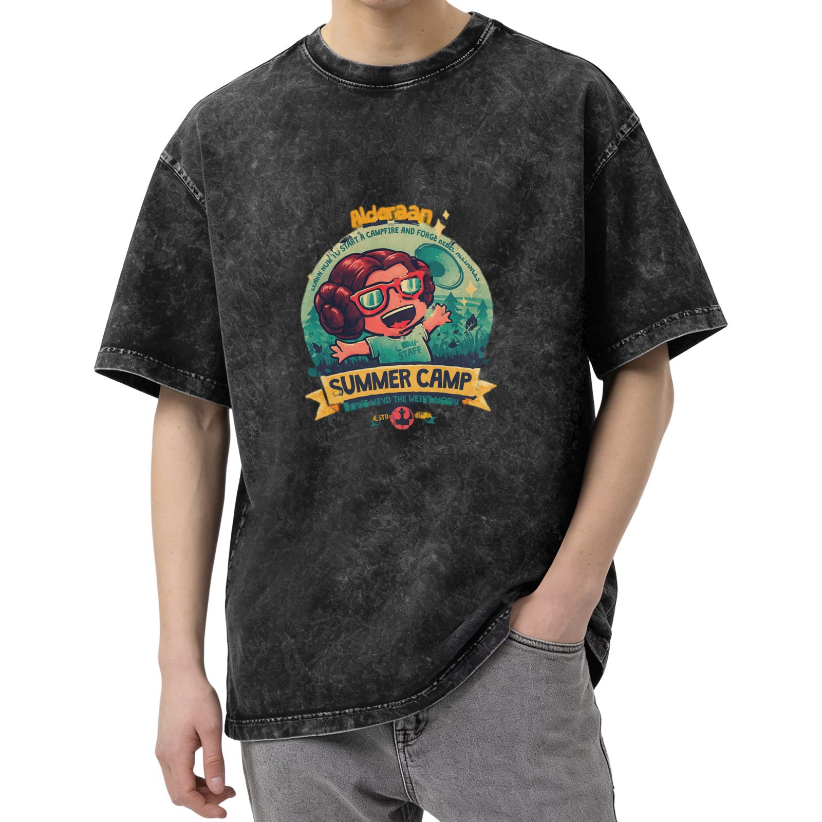 Alderaan Summer Camp Graphic Black Wash T-Shirt