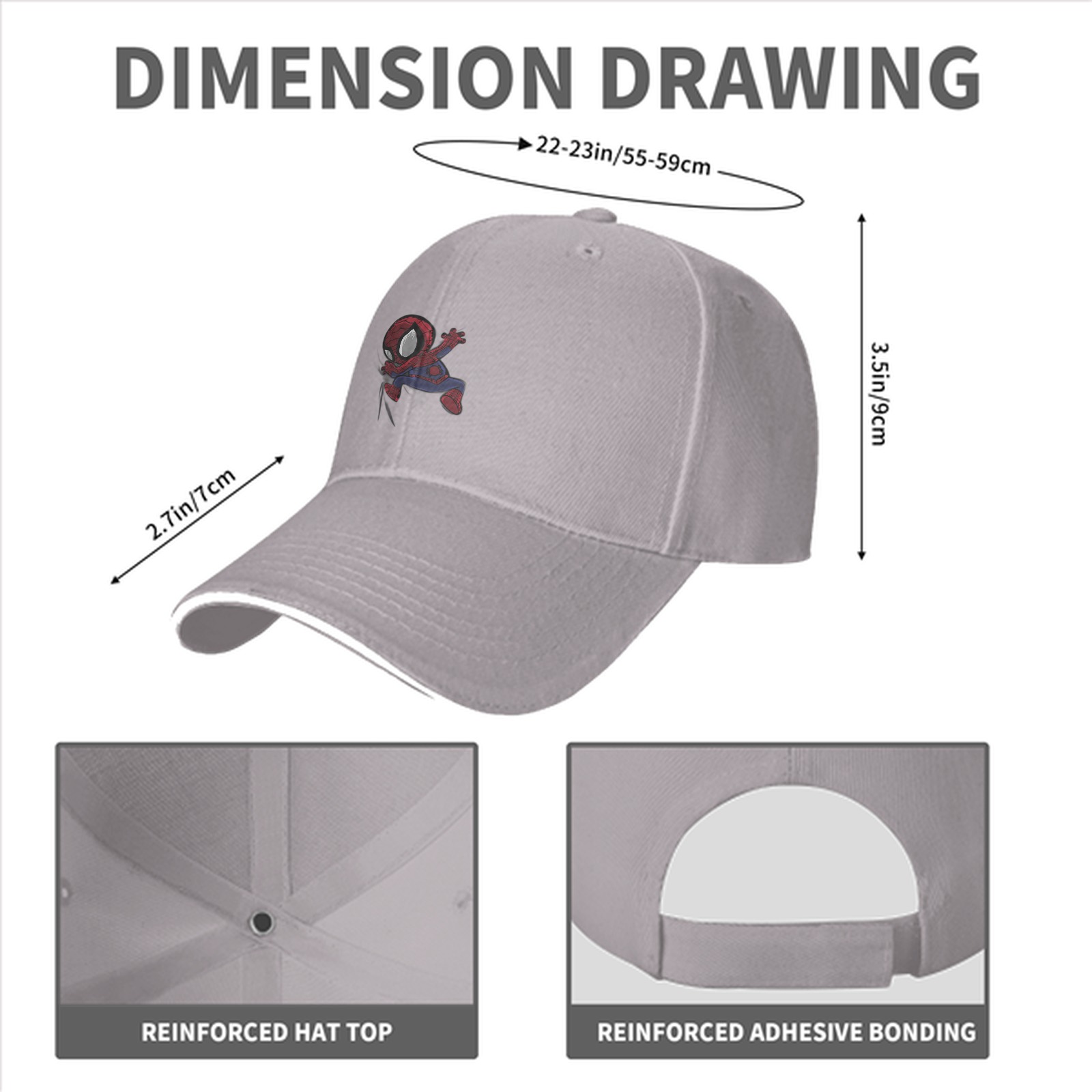 Black Baseball Cap with Chibi Spider-Man Graphic