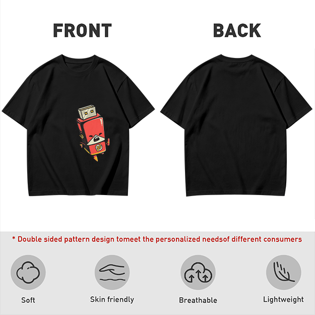 Olive T-Shirt With Cartoon USB Flash Drive Character Print