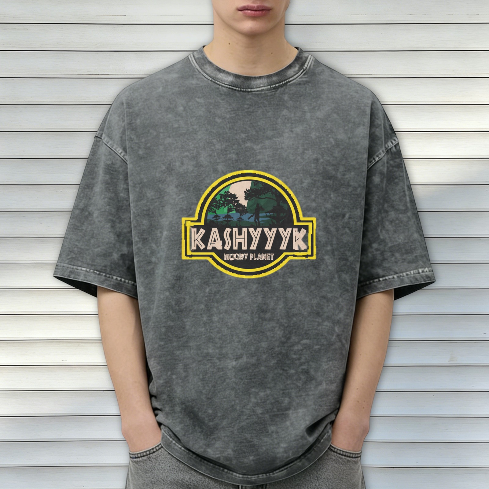 Kashyyyk Wookie Planet Graphic Stonewashed Black T-Shirt