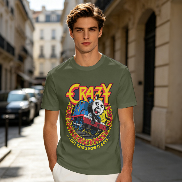 Crazy But That's How It Goes Screaming Train Graphic T-Shirt