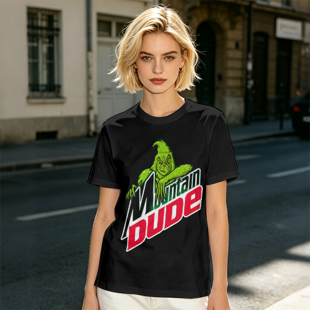 Olive T-Shirt with Grinch Mountain Dude Graphic Print
