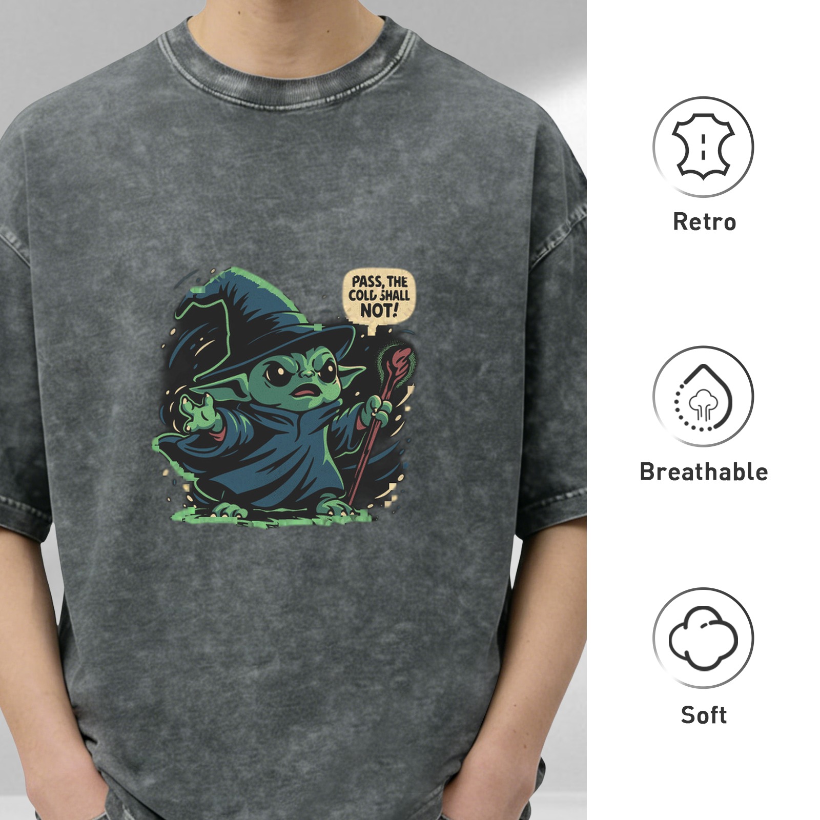 Wizard Baby Yoda 'Pass The Cold Shall Not' Graphic T-Shirt
