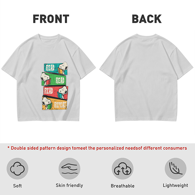 Olive T-Shirt with Snoopy Read Repeat Reading Graphic